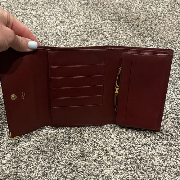Cartier Leather Trifold Wallet with Gold Accents - Picture 6 of 8